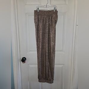 Anthropologie Small Melora Metallic Shimmer Joggers In Pink/Rose